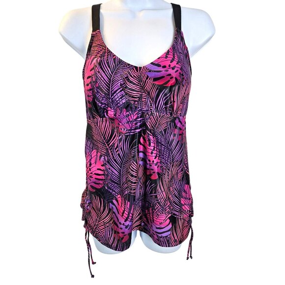 Tempt Me Womens Tropical Print Tankini Swimsuit Set & Boy Shorts Size Med Beach - Picture 2 of 10